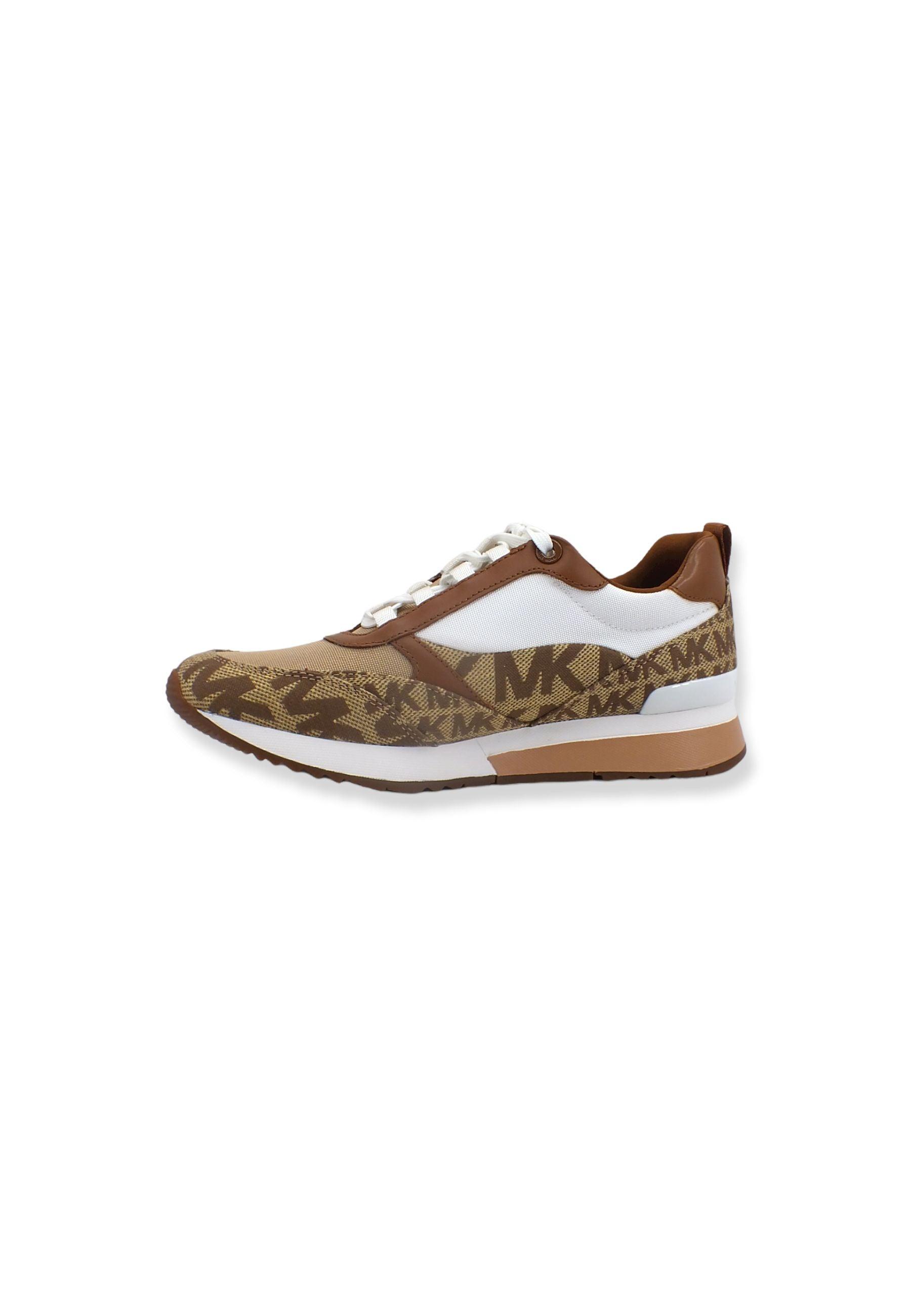 MICHAEL KORS Allie Stride Trainer Sneaker Donna Beige Ebony 43T2ALFS1Y - Sandrini Calzature e Abbigliamento