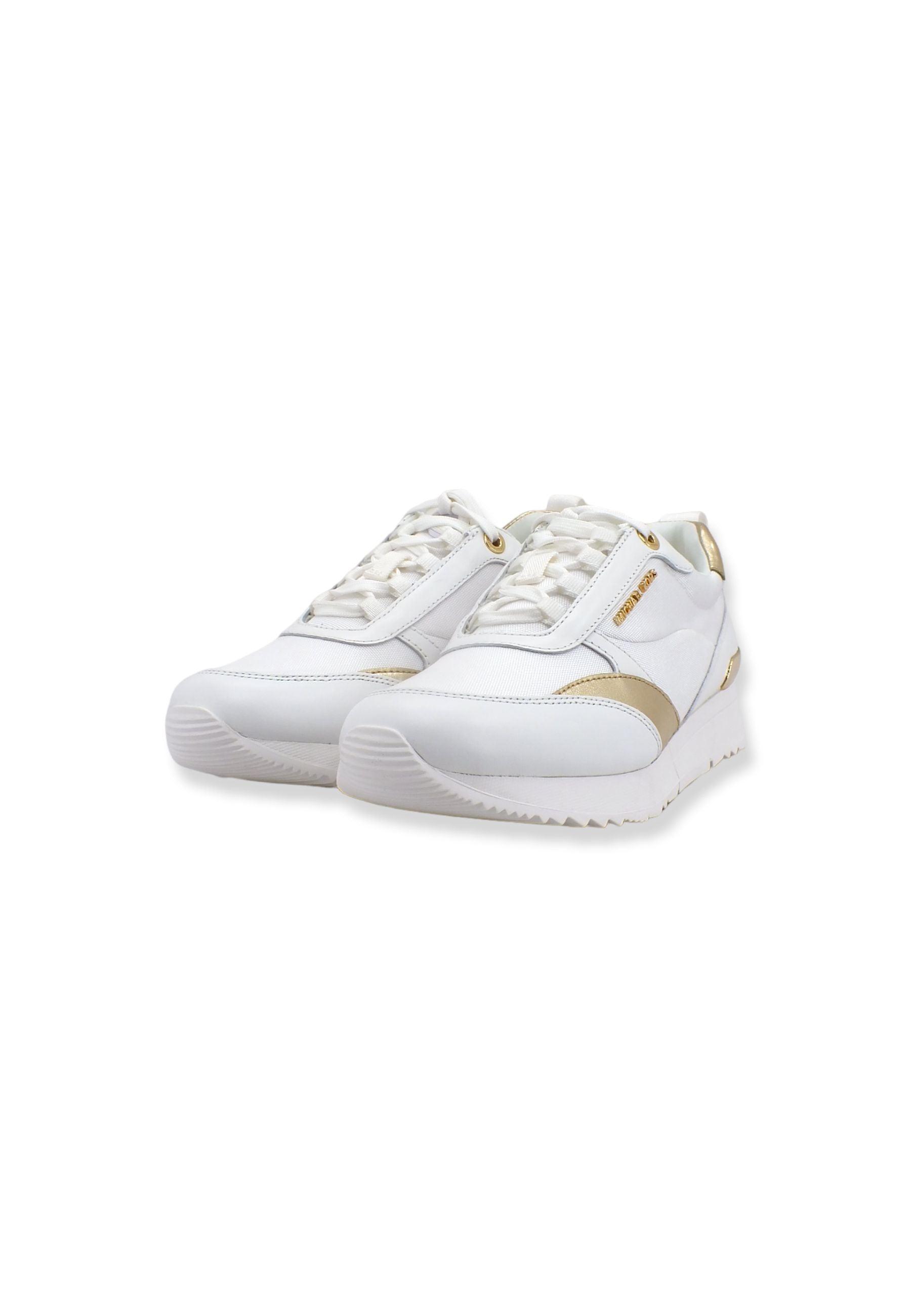 MICHAEL KORS Allie Stride Trainer Sneaker Donna Bianco Optic PlGold 43T2ALFS1D - Sandrini Calzature e Abbigliamento