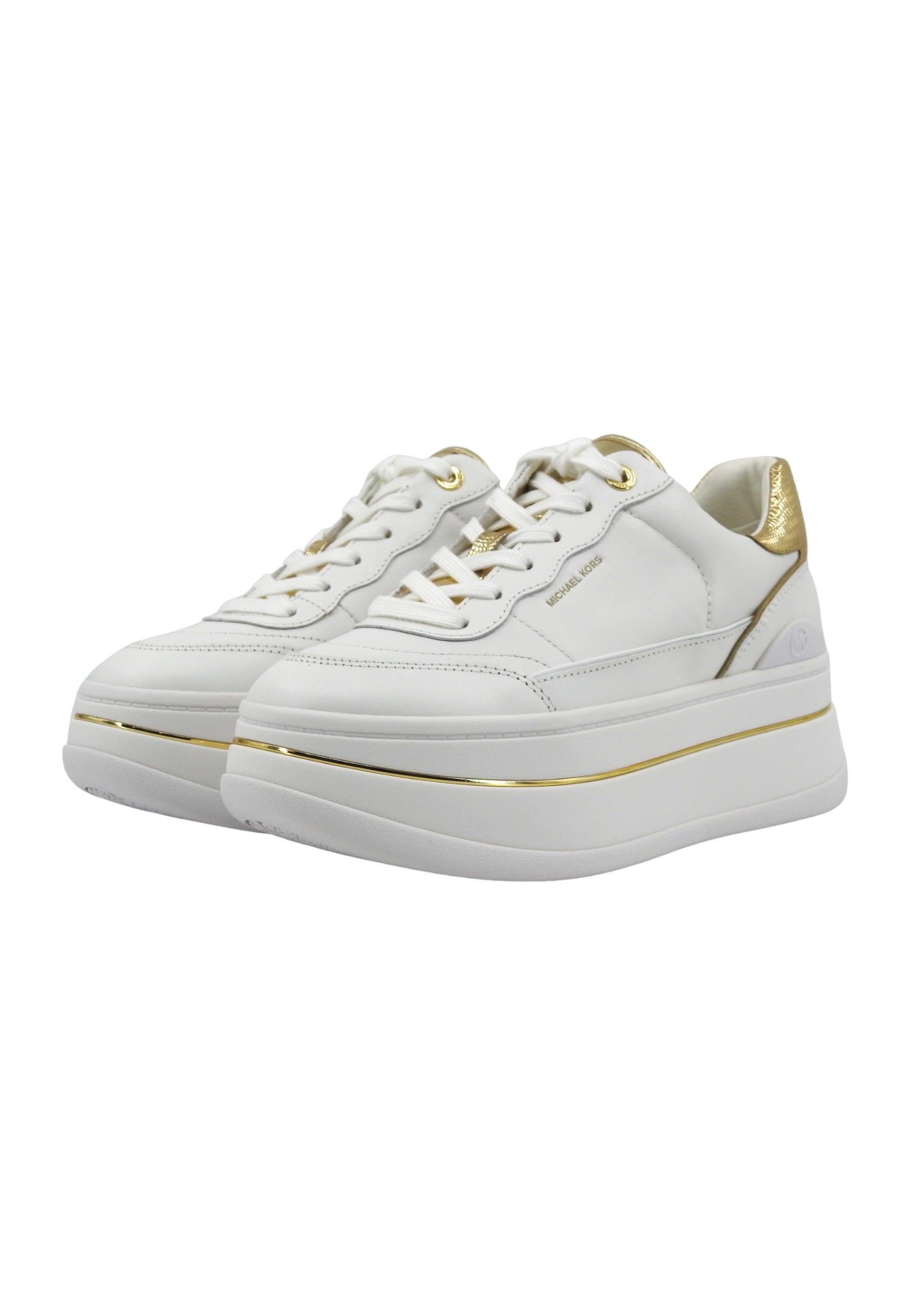 MICHAEL KORS Hayes Lace Up Sneaker Donna Pale Gold Bianco 43R4HYFS2L - Sandrini Calzature e Abbigliamento