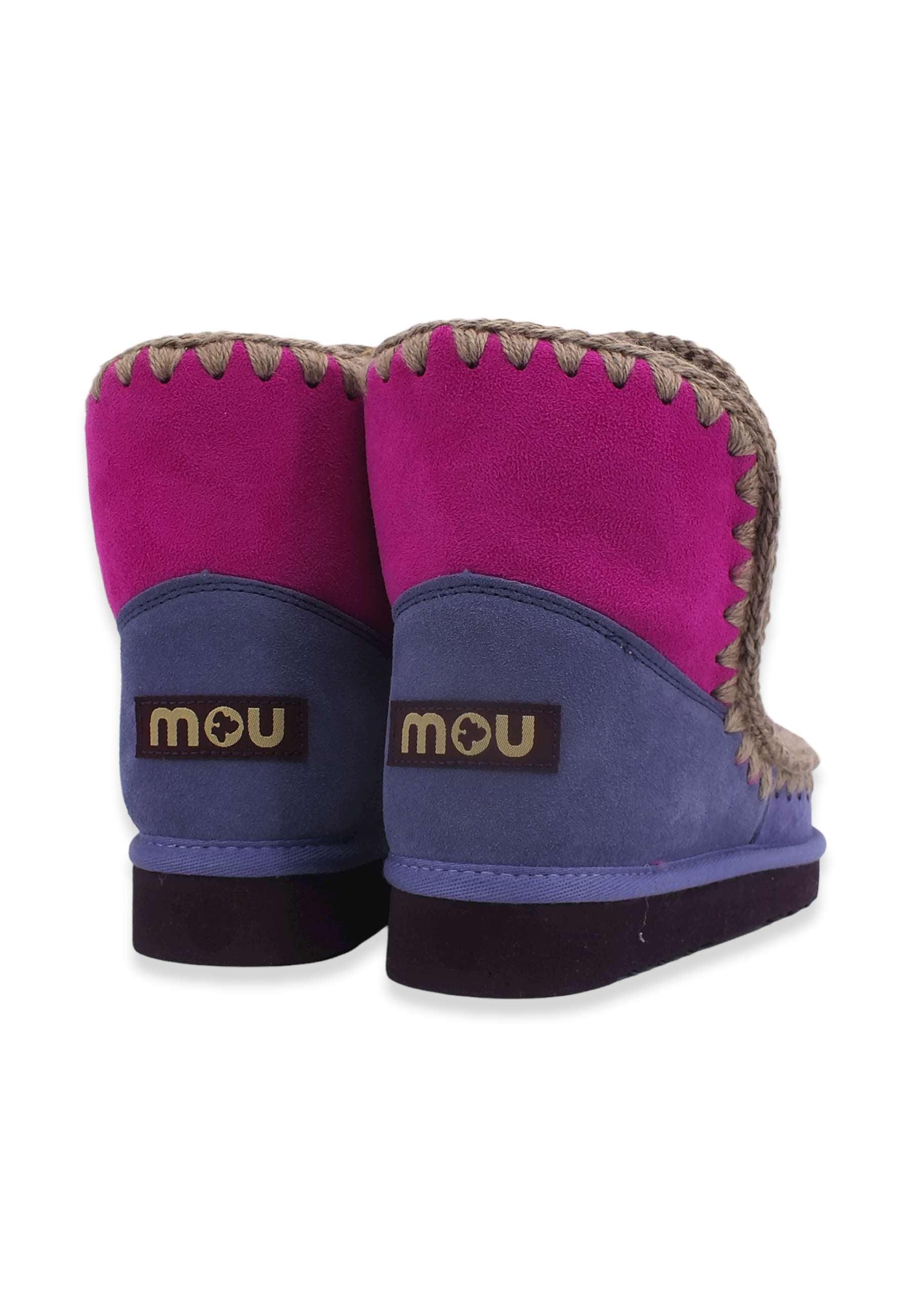 MOU Eskimo 18 Color Block Stivaletto Pelo Donna Cyclamin Purple - Sandrini Calzature e Abbigliamento