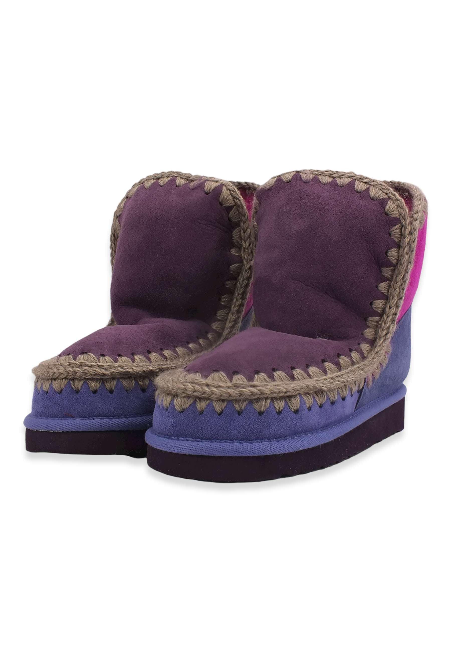 MOU Eskimo 18 Color Block Stivaletto Pelo Donna Cyclamin Purple - Sandrini Calzature e Abbigliamento