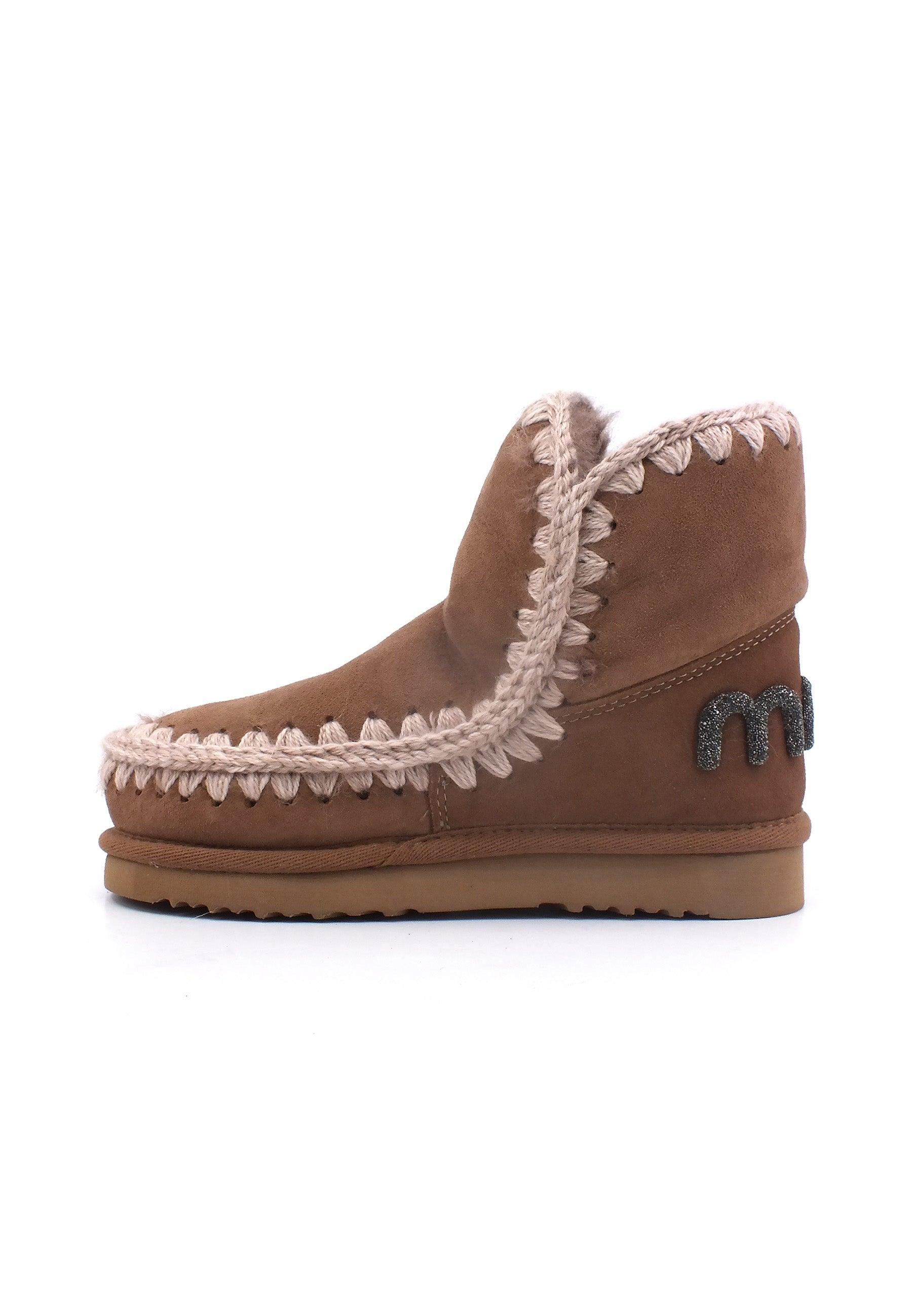 MOU Eskimo 18 Glitter Logo Stivaletto Pelo Donna Pink Brown MU.FW101050A - Sandrini Calzature e Abbigliamento