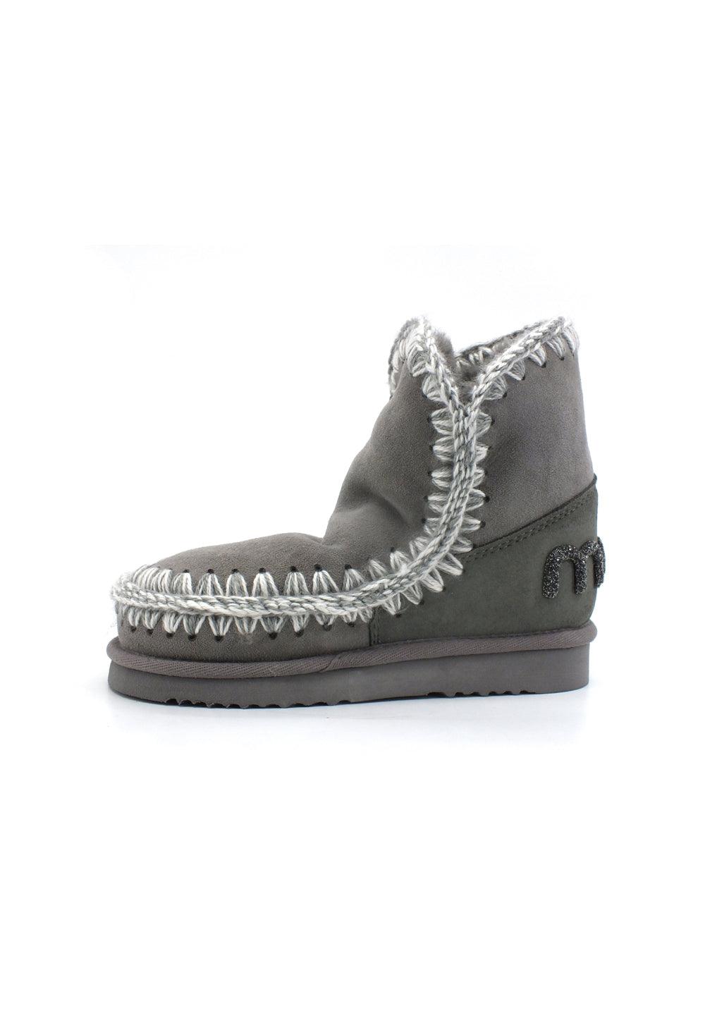 MOU Eskimo 18 Glitter Logo Stivaletto Pelo NGRE New Grey - Sandrini Calzature e Abbigliamento