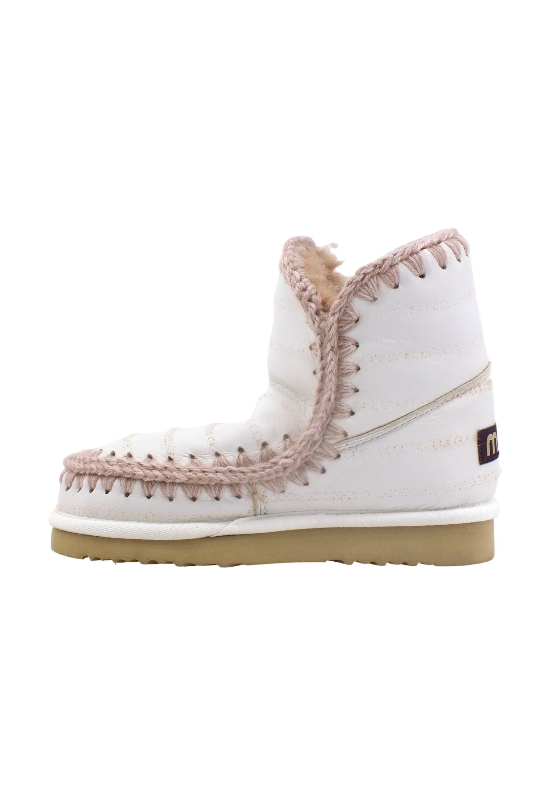 MOU Eskimo 18 Special Sheepskin Stivaletto Pelo Donna Wide Stripe Punched White MU.FW101111C - Sandrini Calzature e Abbigliamento