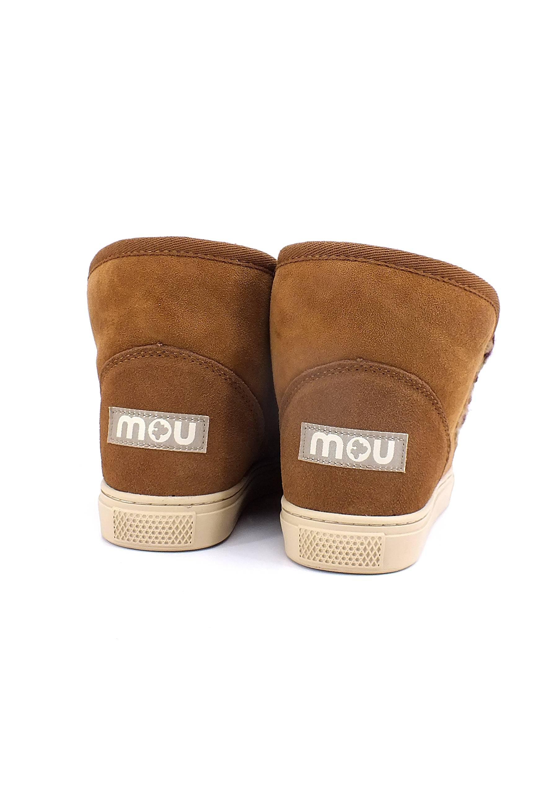 MOU Eskimo Overstitching Stivaletto Pelo Donna Cognac - Sandrini Calzature e Abbigliamento