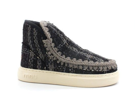 MOU Eskimo Sneaker Bold Textile Tartan Lurex Black White MU.FW411000K - Sandrini Calzature e Abbigliamento