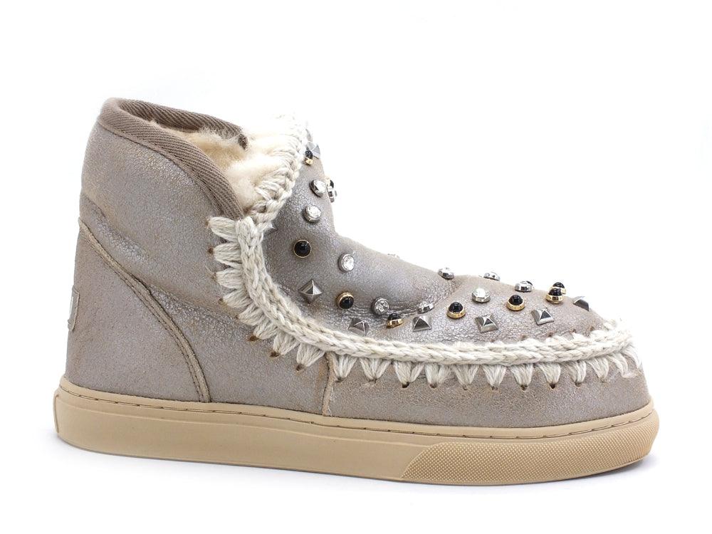 MOU Eskimo Sneaker Mixed Studs Stivale Pelo Pietre Stone Metal MU.FW111023B - Sandrini Calzature e Abbigliamento