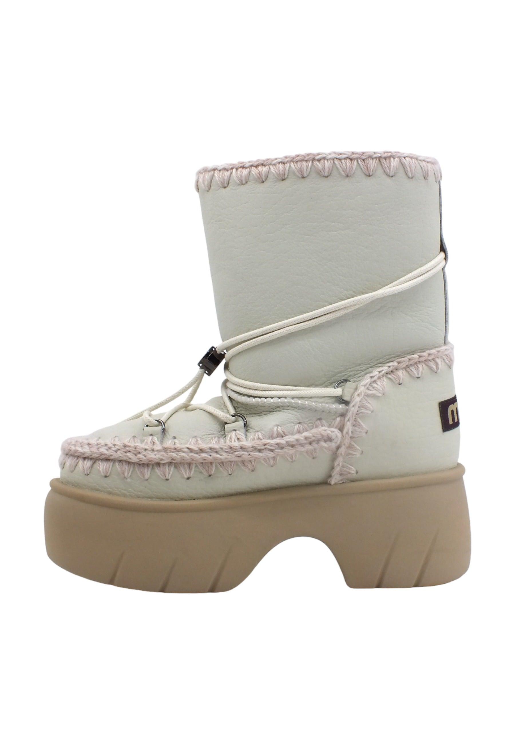 MOU Eskimo Stivaletto Pelo Tacco Donna Nubuk True White MU.FW521001B - Sandrini Calzature e Abbigliamento