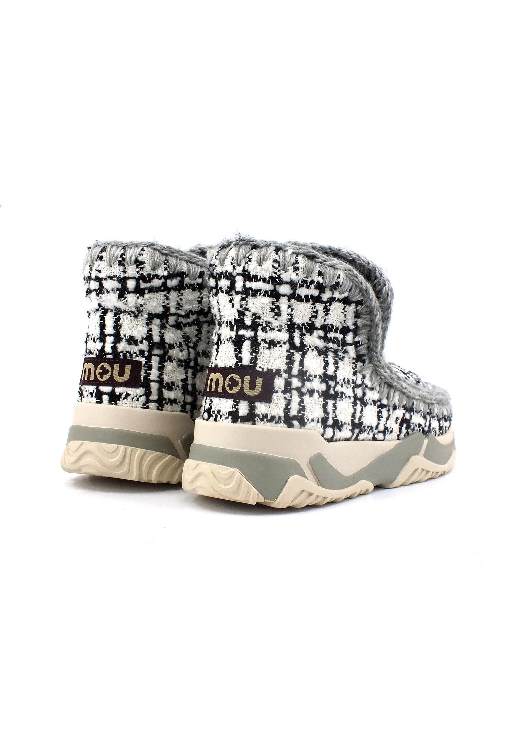 MOU Eskimo Trainer Stivaletto Pelo Donna Lurex Tweed White MU.FW201022K - Sandrini Calzature e Abbigliamento