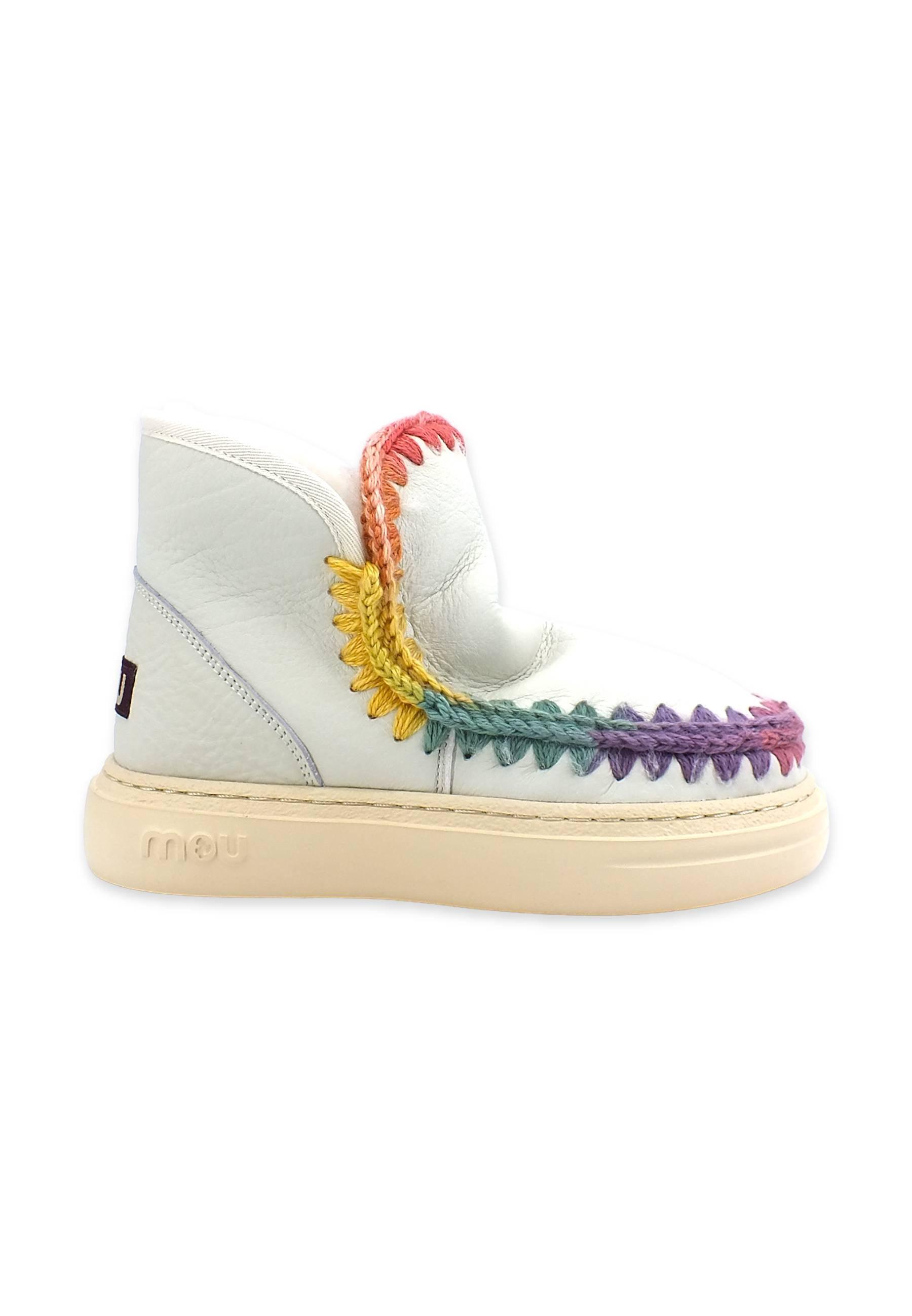 MOU Eskio Bold Rainbow Stivaletto Pelo Donna True White - Sandrini Calzature e Abbigliamento