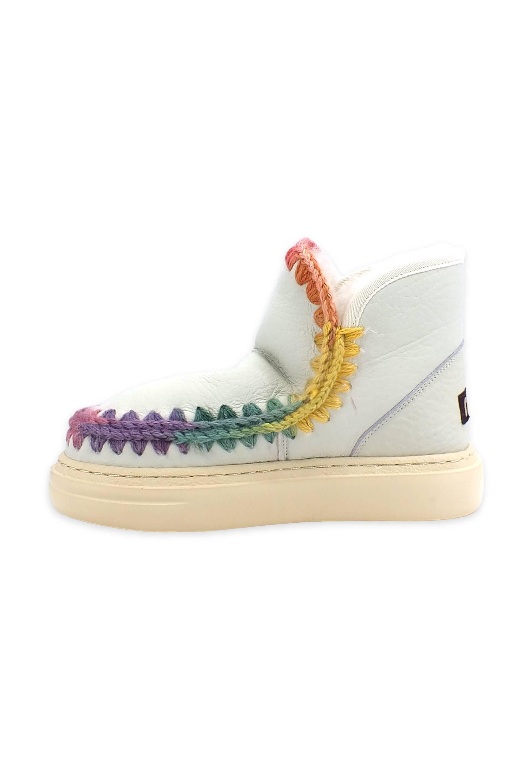 MOU Eskio Bold Rainbow Stivaletto Pelo Donna True White - Sandrini Calzature e Abbigliamento