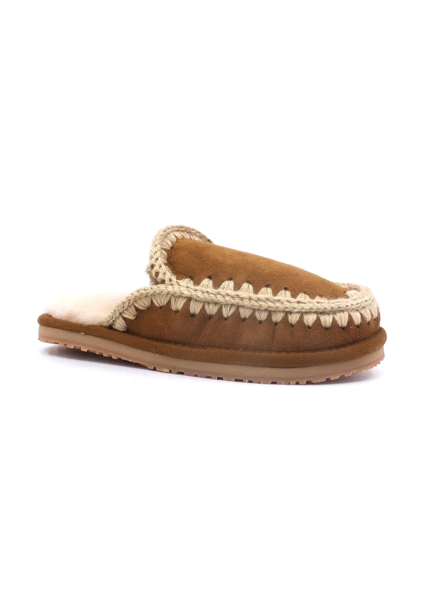 MOU Full Eskimo Ciabatta Pelo Donna Cognac Marrone MU.FW161007A - Sandrini Calzature e Abbigliamento