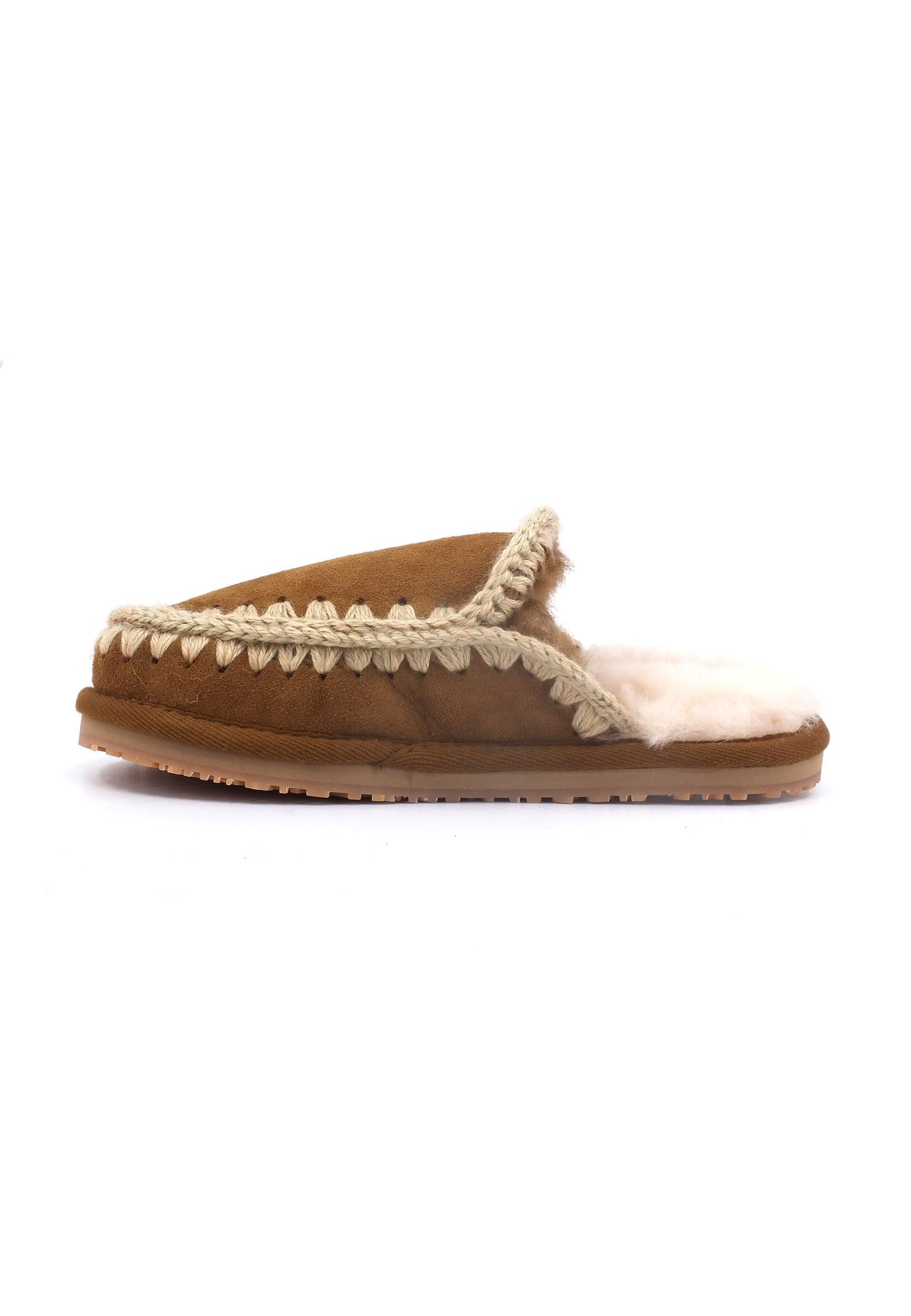 MOU Full Eskimo Ciabatta Pelo Donna Cognac Marrone MU.FW161007A - Sandrini Calzature e Abbigliamento