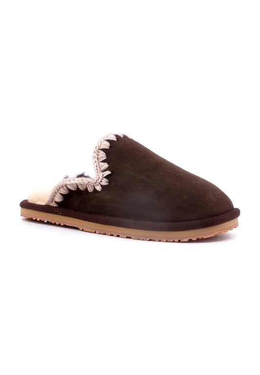 MOU Suede Eskimo Ciabatta Pelo Donna Mocha Marrone MU.FW161008A - Sandrini Calzature e Abbigliamento