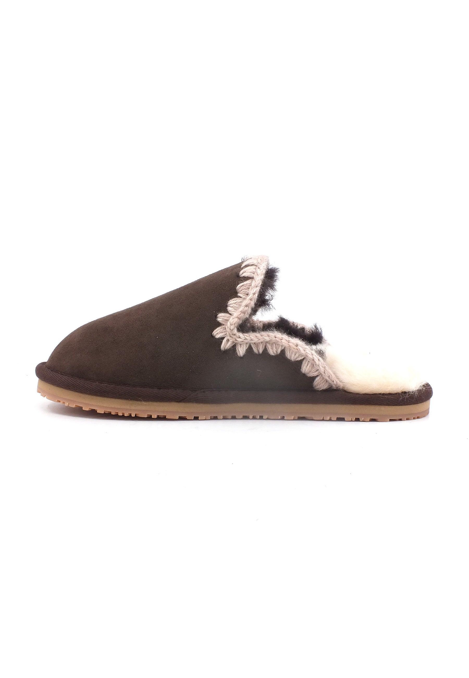 MOU Suede Eskimo Ciabatta Pelo Donna Mocha Marrone MU.FW161008A - Sandrini Calzature e Abbigliamento