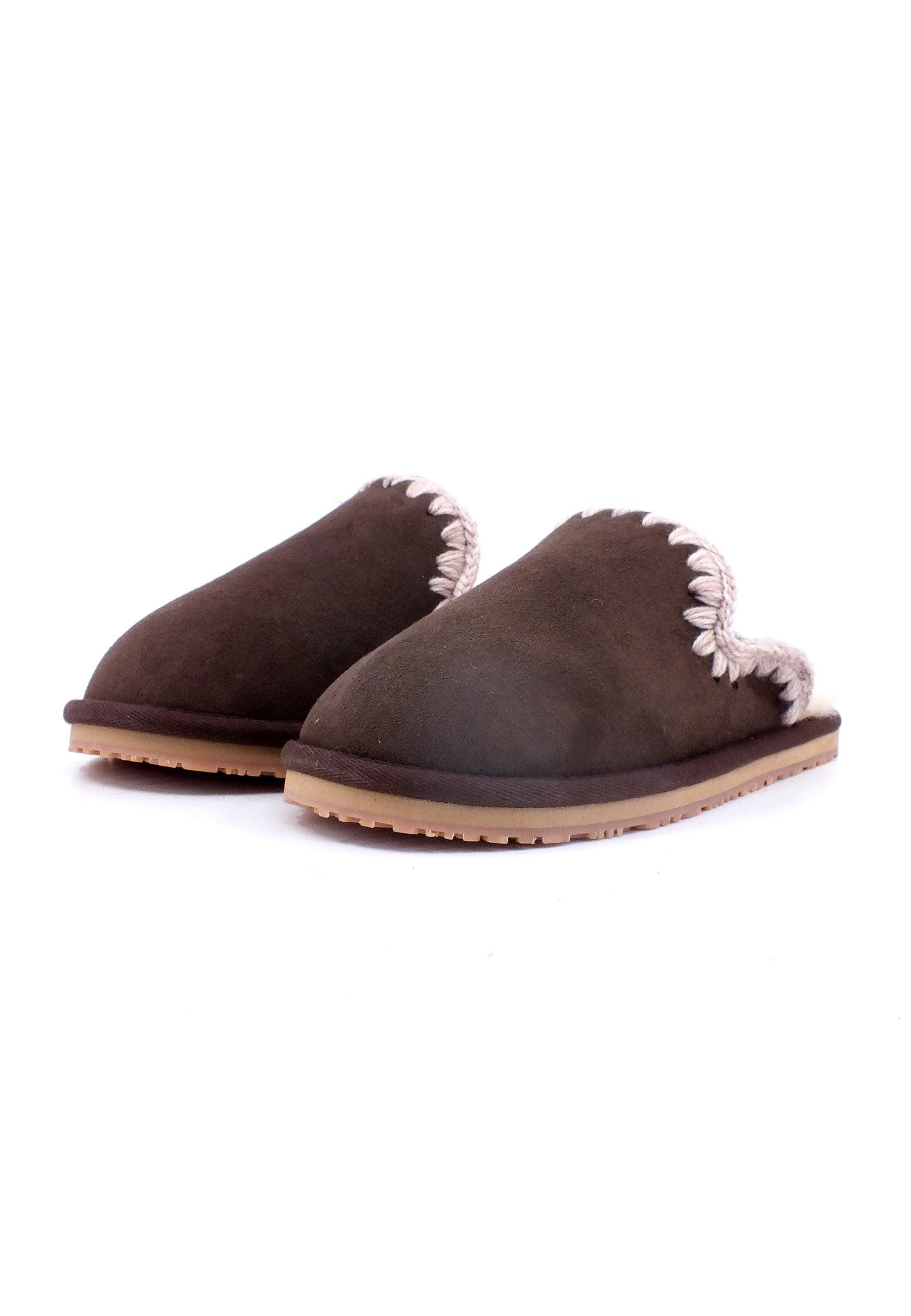MOU Suede Eskimo Ciabatta Pelo Donna Mocha Marrone MU.FW161008A - Sandrini Calzature e Abbigliamento