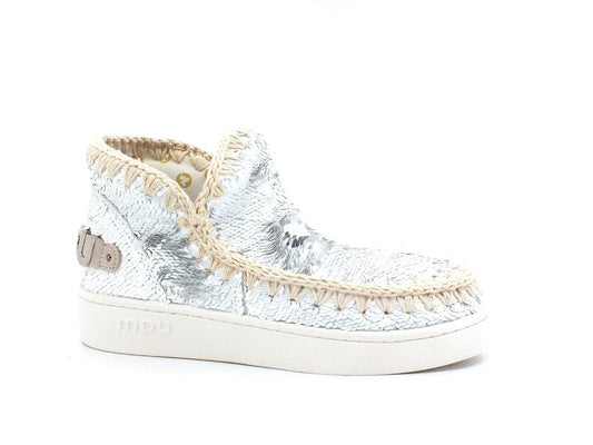 MOU Summer Eskimo Sneaker Big Metal Logo Pailettes White Silver MU.SW211001G - Sandrini Calzature e Abbigliamento