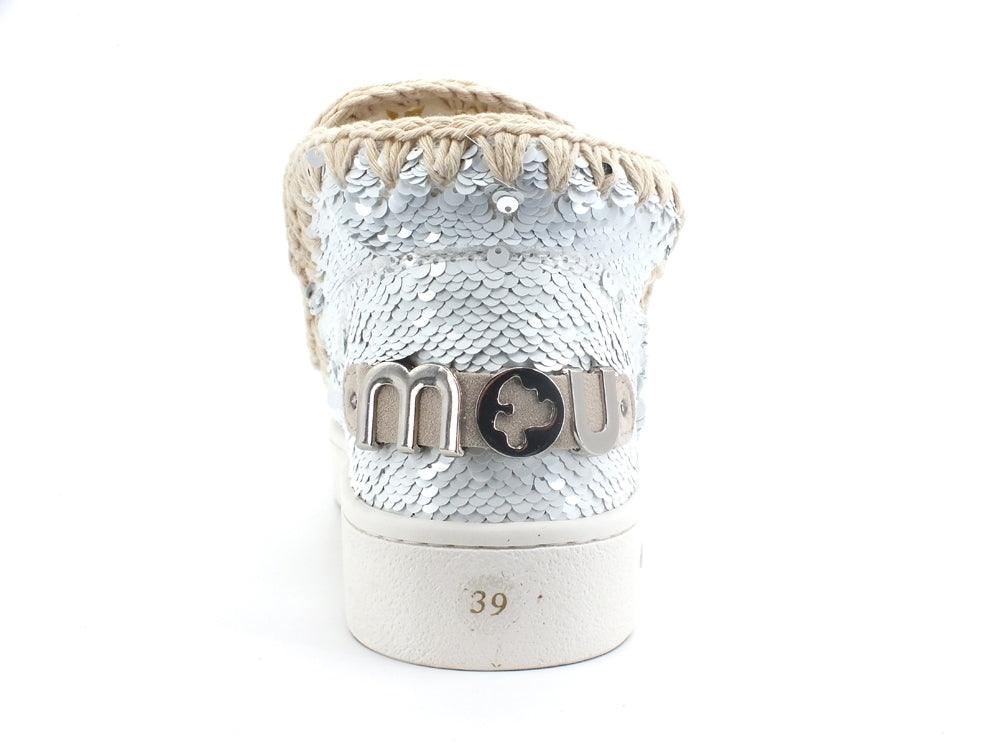 MOU Summer Eskimo Sneaker Big Metal Logo Pailettes White Silver MU.SW211001G - Sandrini Calzature e Abbigliamento