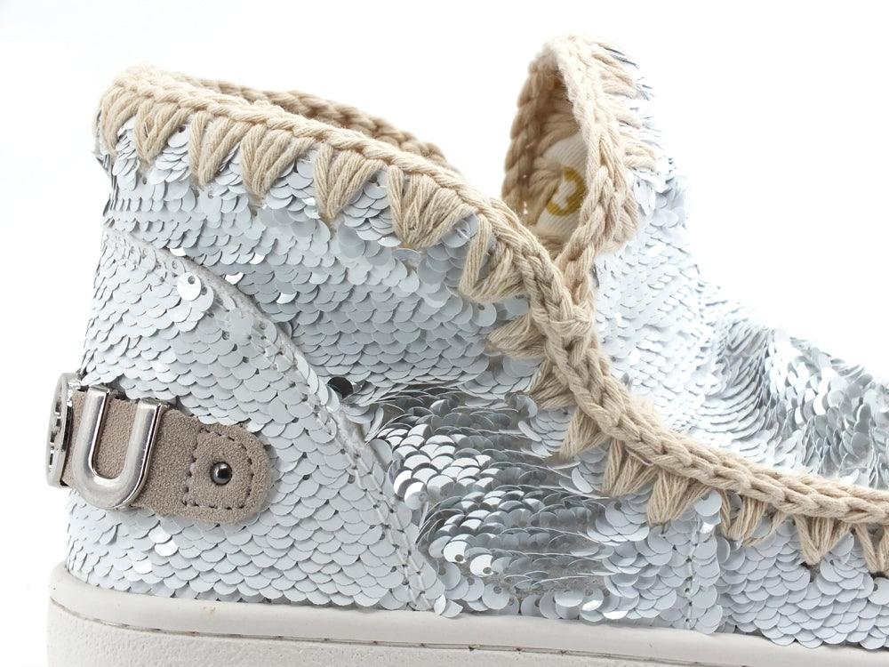 MOU Summer Eskimo Sneaker Big Metal Logo Pailettes White Silver MU.SW211001G - Sandrini Calzature e Abbigliamento