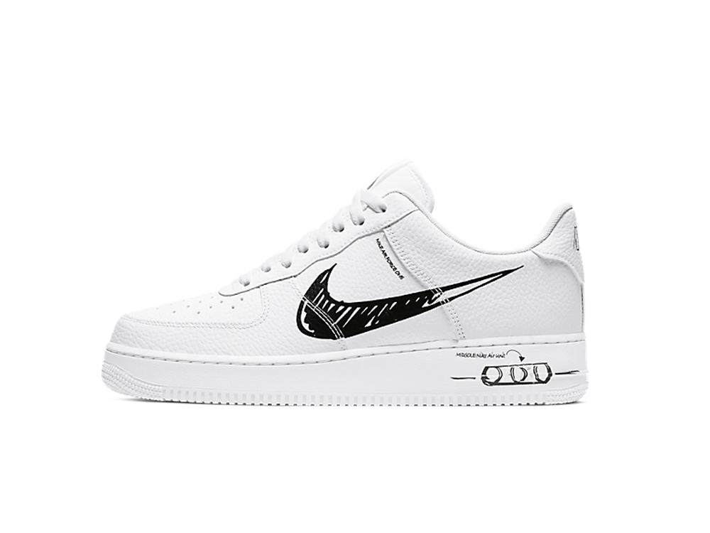 NIKE AIR FORCE 1 LOW LV8 UTILITY SNEAKER SKETCH WHITE BLACK CW7581