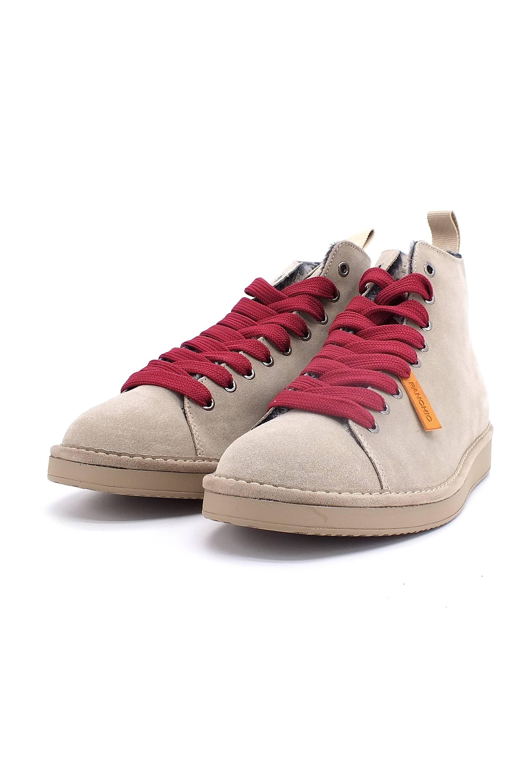 PAN CHIC Ankle Boot Sneaker Pelo Uomo Dove Grey Biking Red P01M1400200006 - Sandrini Calzature e Abbigliamento