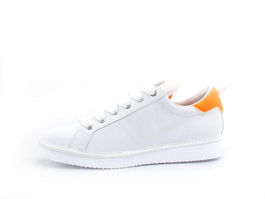 PAN CHIC Sneaker Pelle Lace - Up White Neon Orange P01M220010075 - Sandrini Calzature e Abbigliamento
