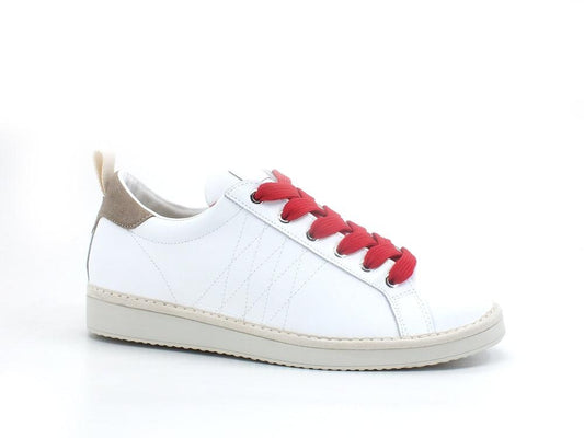 PAN CHIC Sneaker Pelle Lace - Up White Red P01M1600100183 - Sandrini Calzature e Abbigliamento