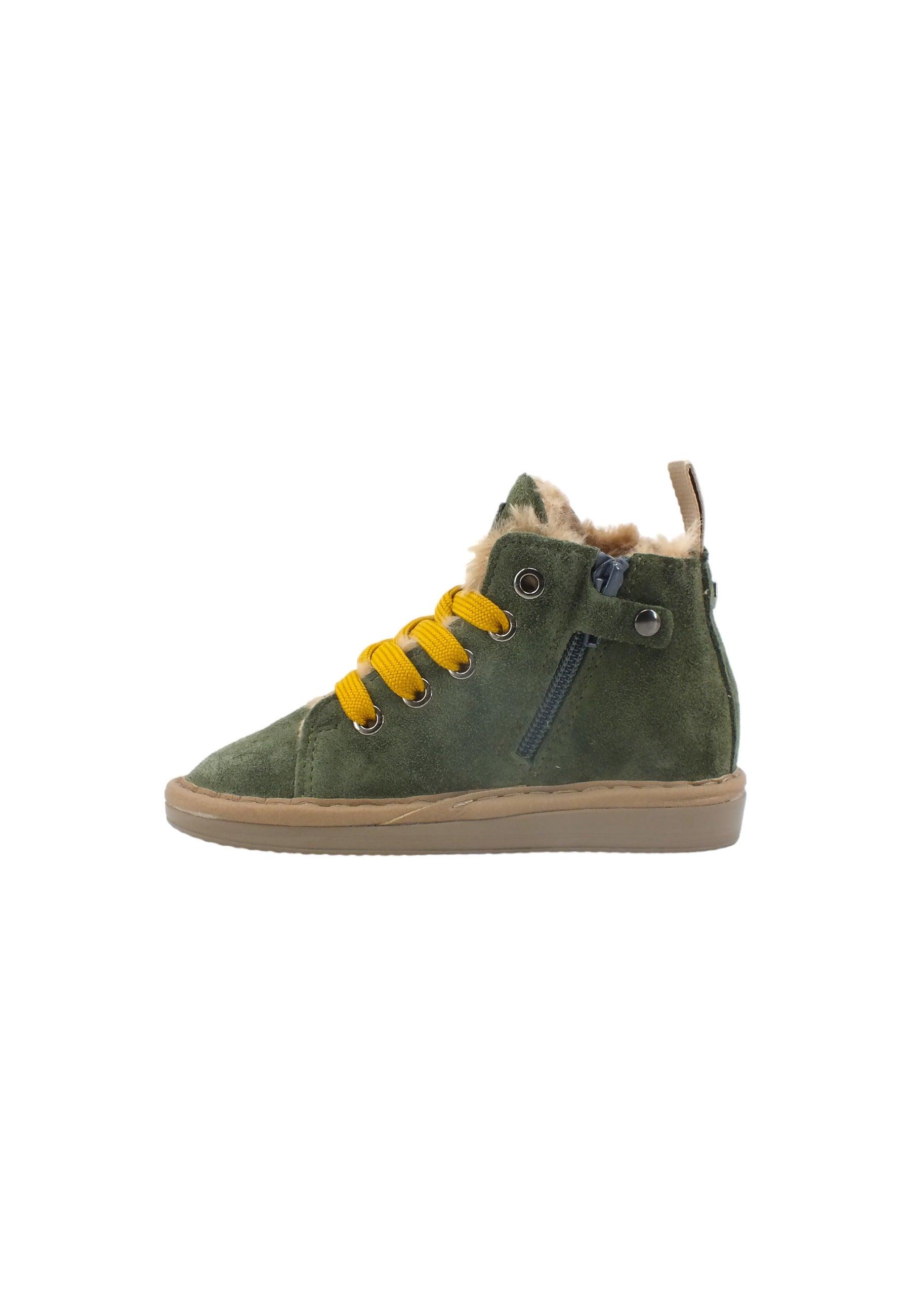 PAN CHIC Stivaletto Pelo Bimbo Military Green Yellow P01B007-00462032 - Sandrini Calzature e Abbigliamento