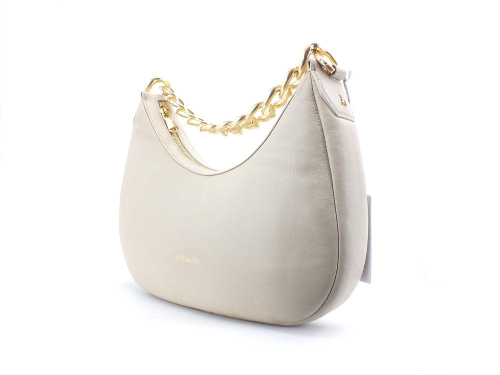 PATRIZIA PEPE Borsa Hobo Catena Ocean Sand Beige 8B0004L006-B732 - Sandrini Calzature e Abbigliamento
