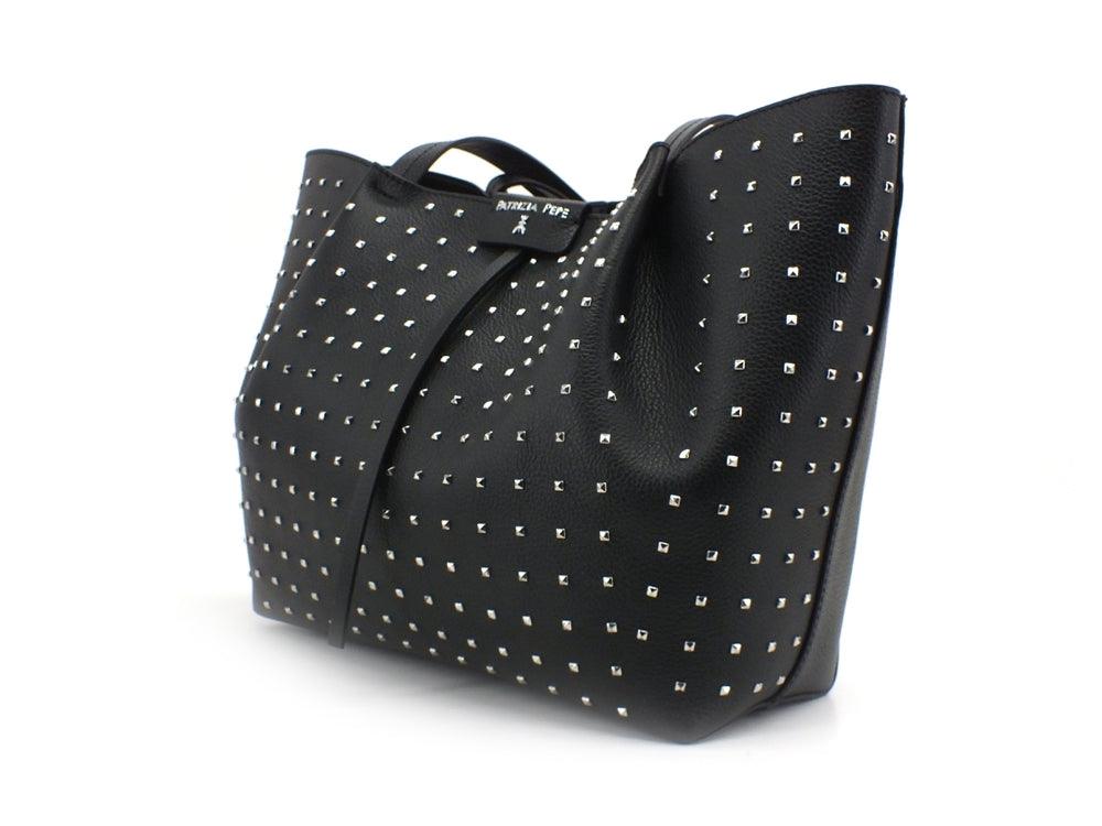 PATRIZIA PEPE Borsa Shopper Borchie Pelle Black Nero 2V8895-A9D1 - Sandrini Calzature e Abbigliamento