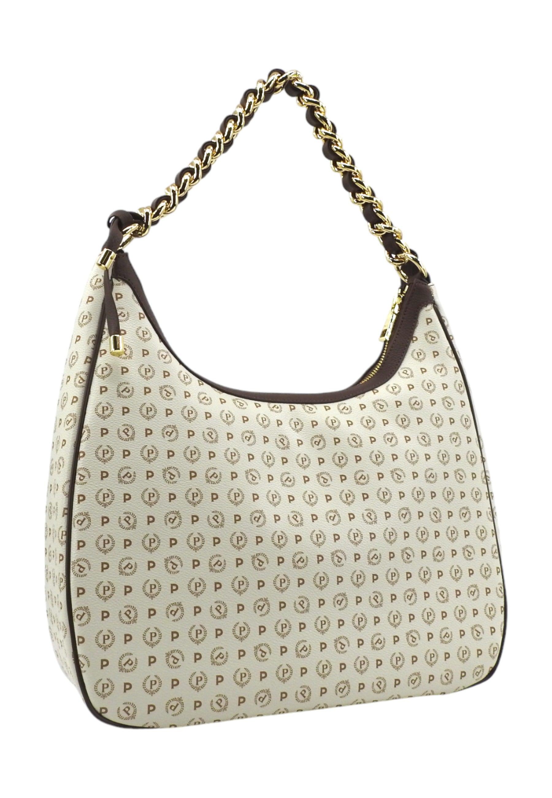 POLLINI Borsa Hobo Donna Avorio Marrone TE8519PP0HQ1110C - Sandrini Calzature e Abbigliamento