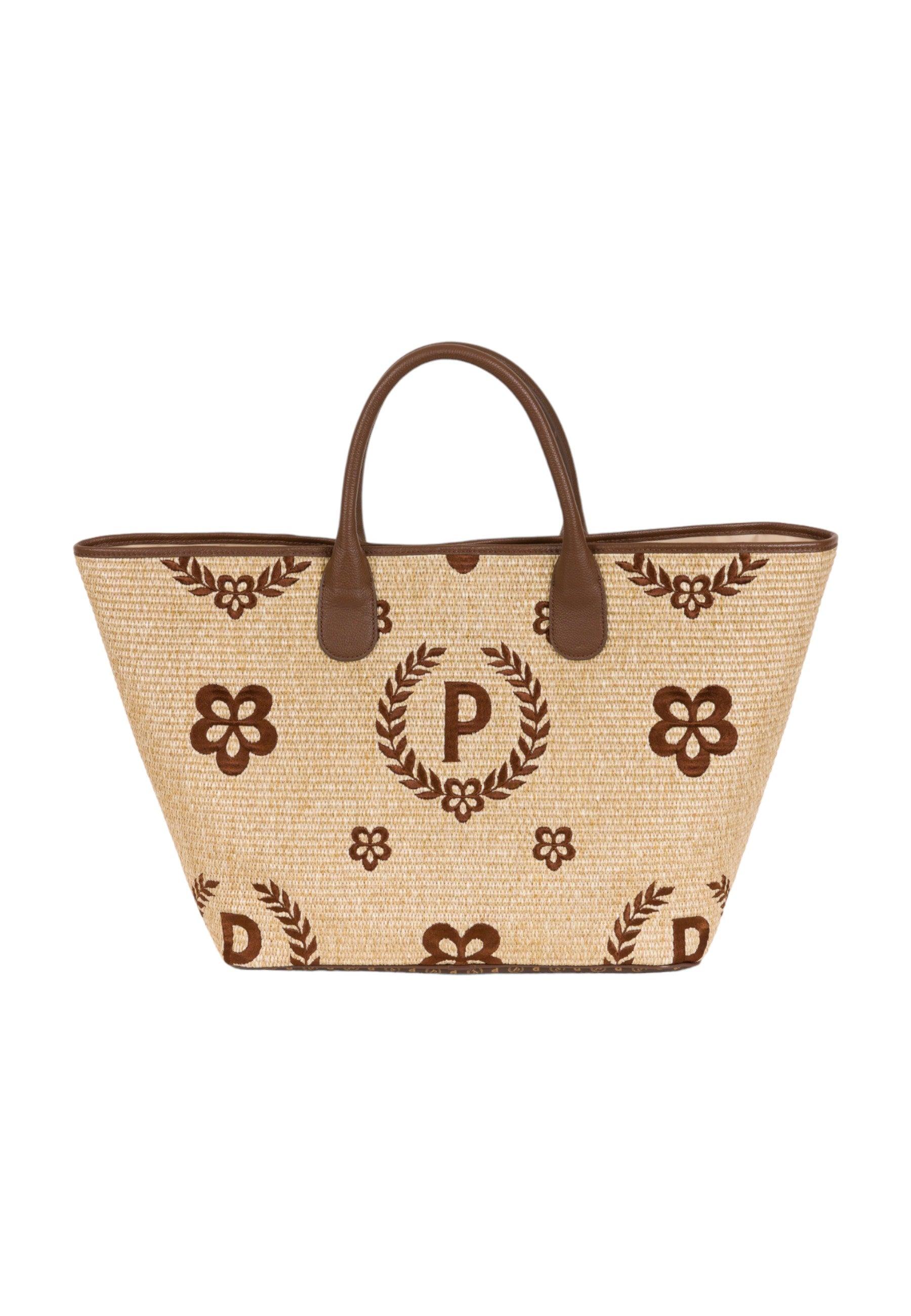 POLLINI Borsa Tote Paglia Donna Natural Testa di Moro TE8480PP0EQ1T10A - Sandrini Calzature e Abbigliamento