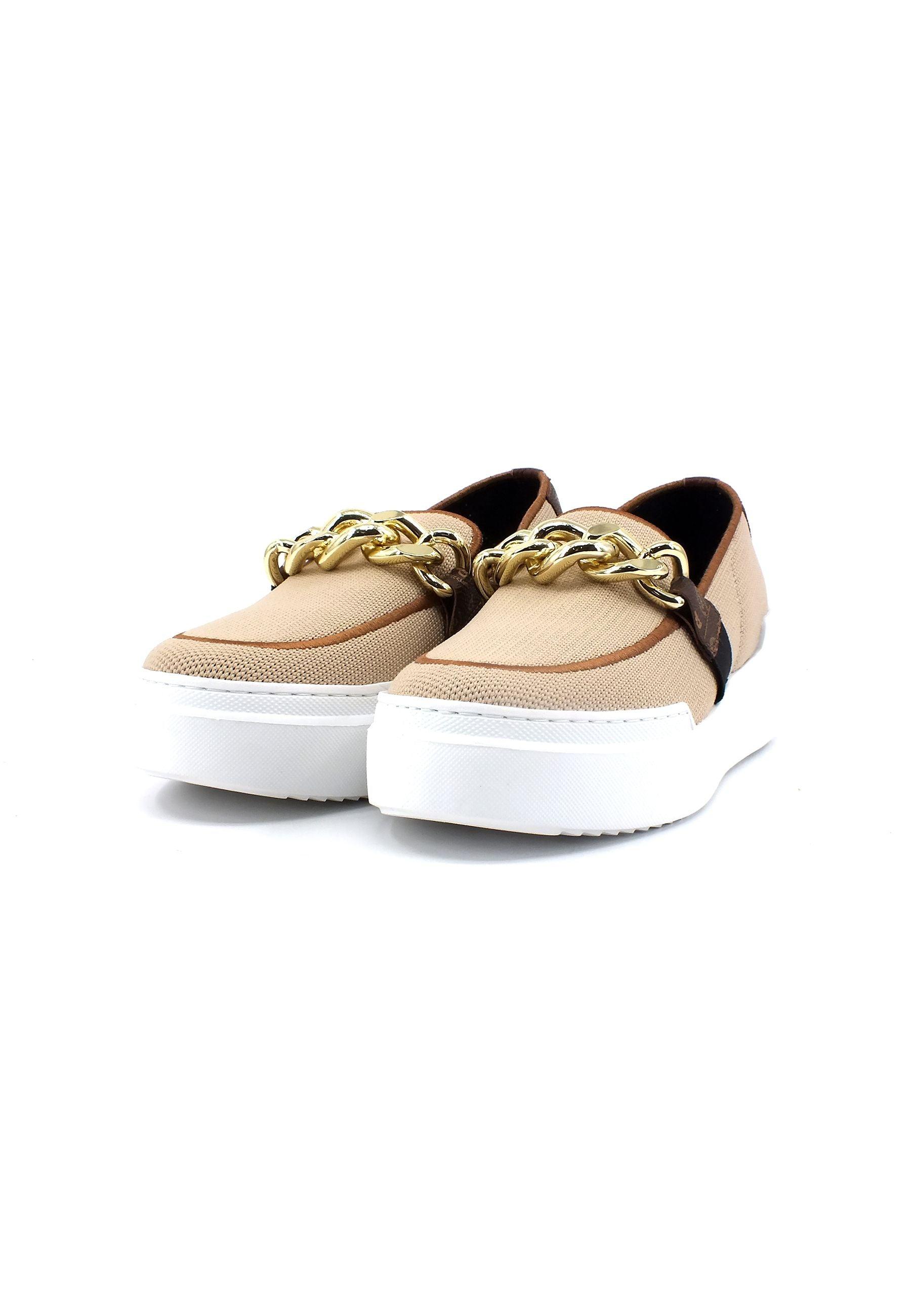 POLLINI Mocassino Catena Donna Marrone Beige TA15194G0EQ10300 - Sandrini Calzature e Abbigliamento