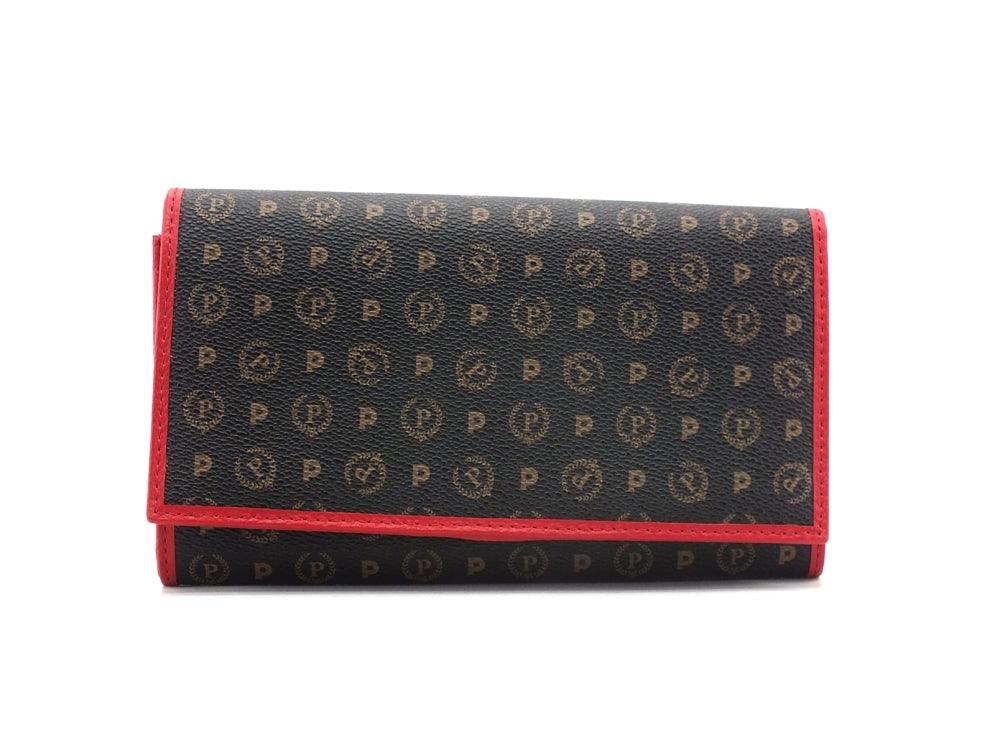 POLLINI Portafoglio Loghi Printed Nero Rosso TE9000PP02Q1100B - Sandrini Calzature e Abbigliamento