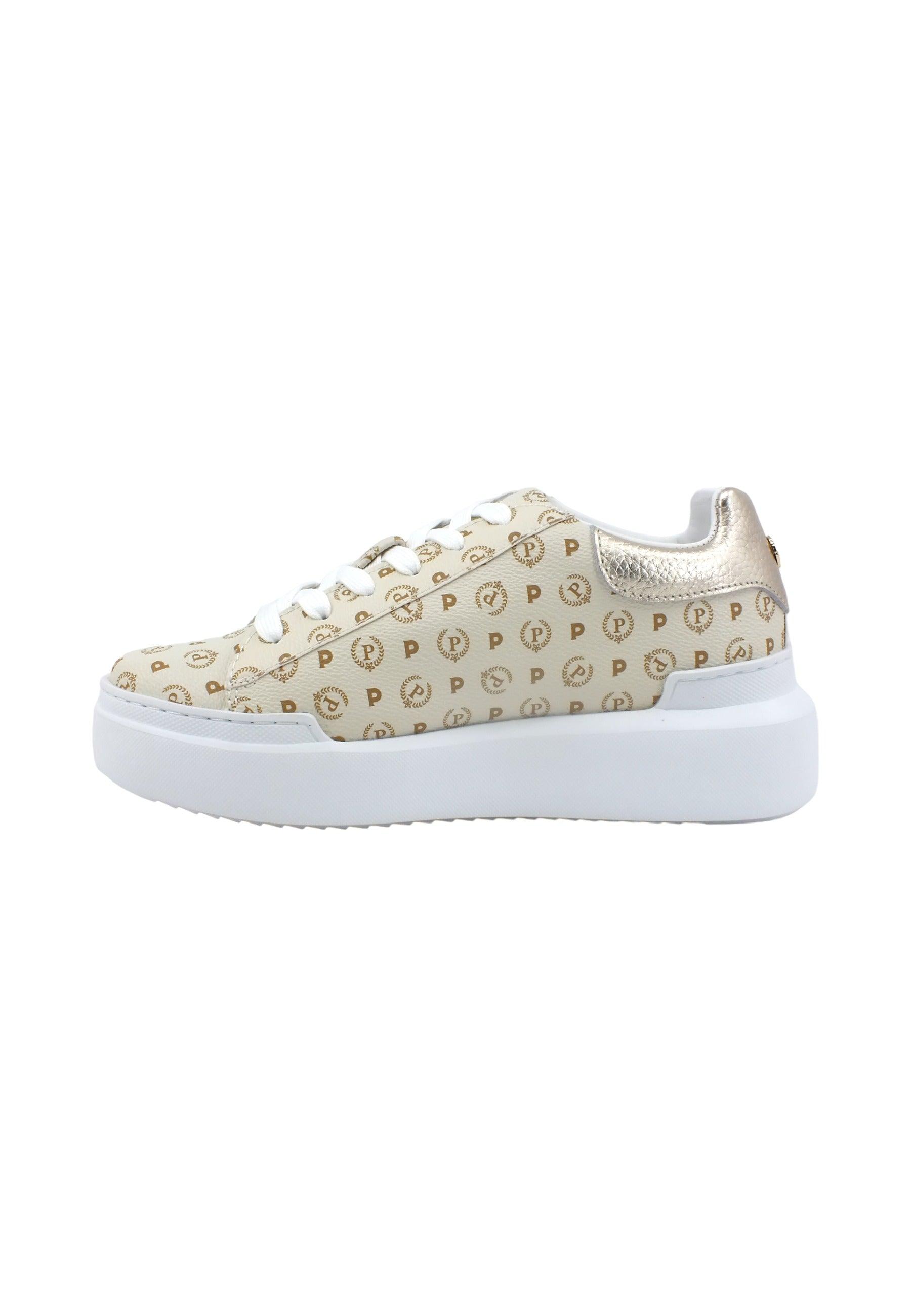 POLLINI Sneaker Donna Avorio Platino TA15064G0AQ1110H - Sandrini Calzature e Abbigliamento