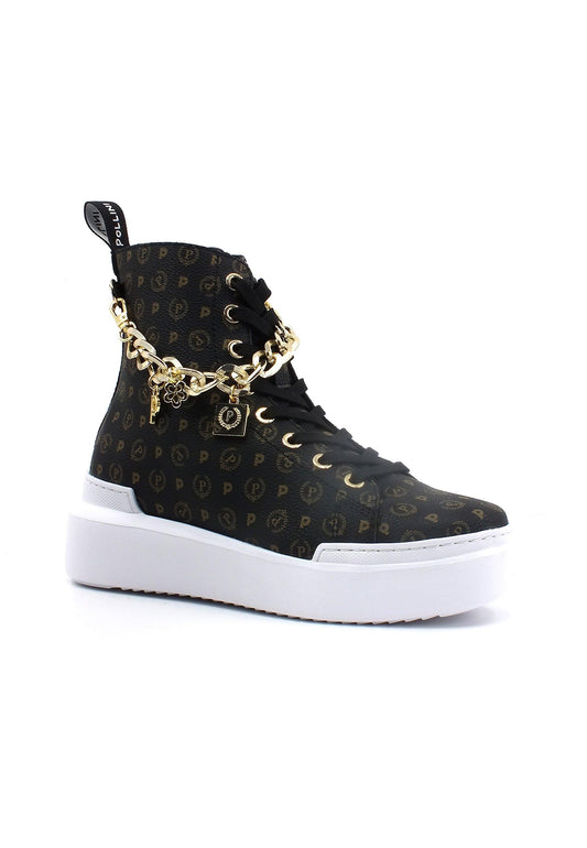 POLLINI Sneaker Hi Donna Nero TA15174G0DQ110A - Sandrini Calzature e Abbigliamento
