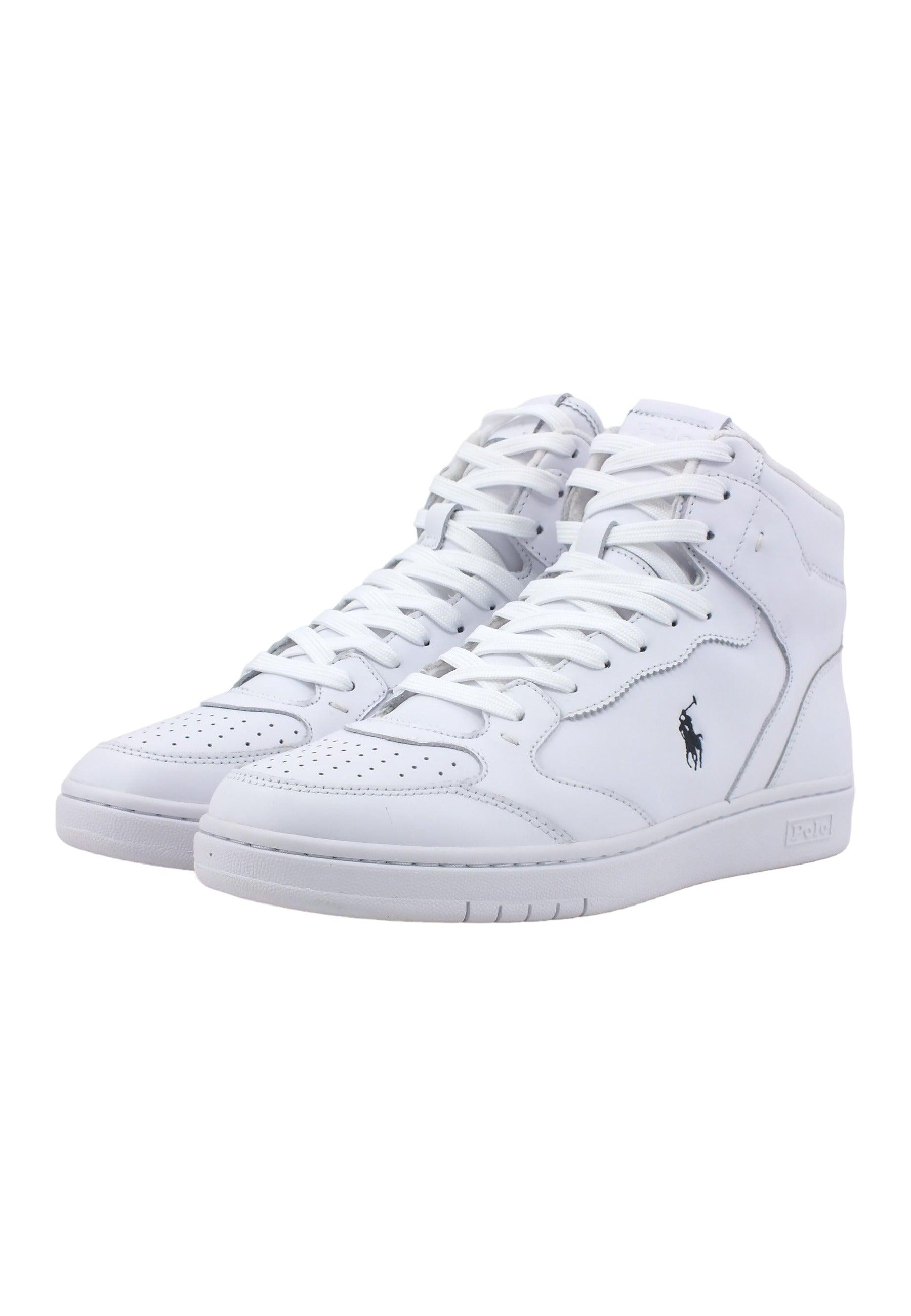 POLO RALPH LAUREN Sneaker Basket Hi Sneaker Uomo White Black 809877680001 - Sandrini Calzature e Abbigliamento