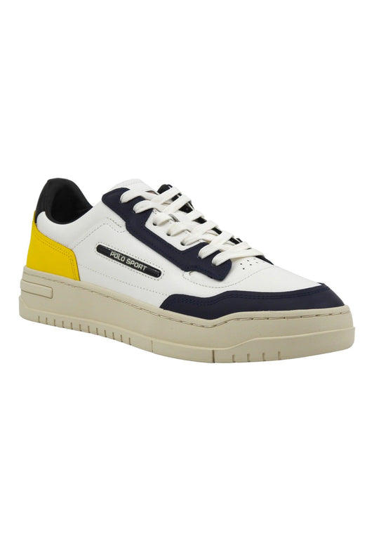 POLO RALPH LAUREN Sneaker Basket Uomo White Navy Yellow 809931902004 - Sandrini Calzature e Abbigliamento