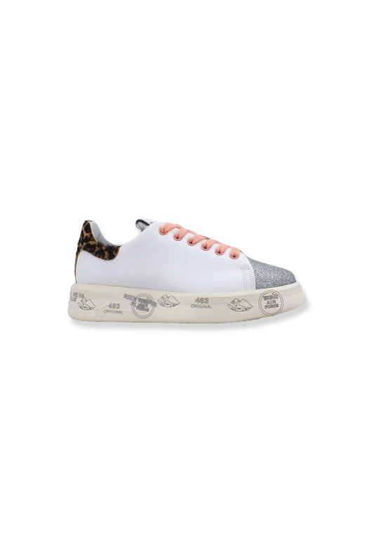 PREMIATA Sneaker Platform Glitter Donna White Silver Leo BELLE5988 - Sandrini Calzature e Abbigliamento