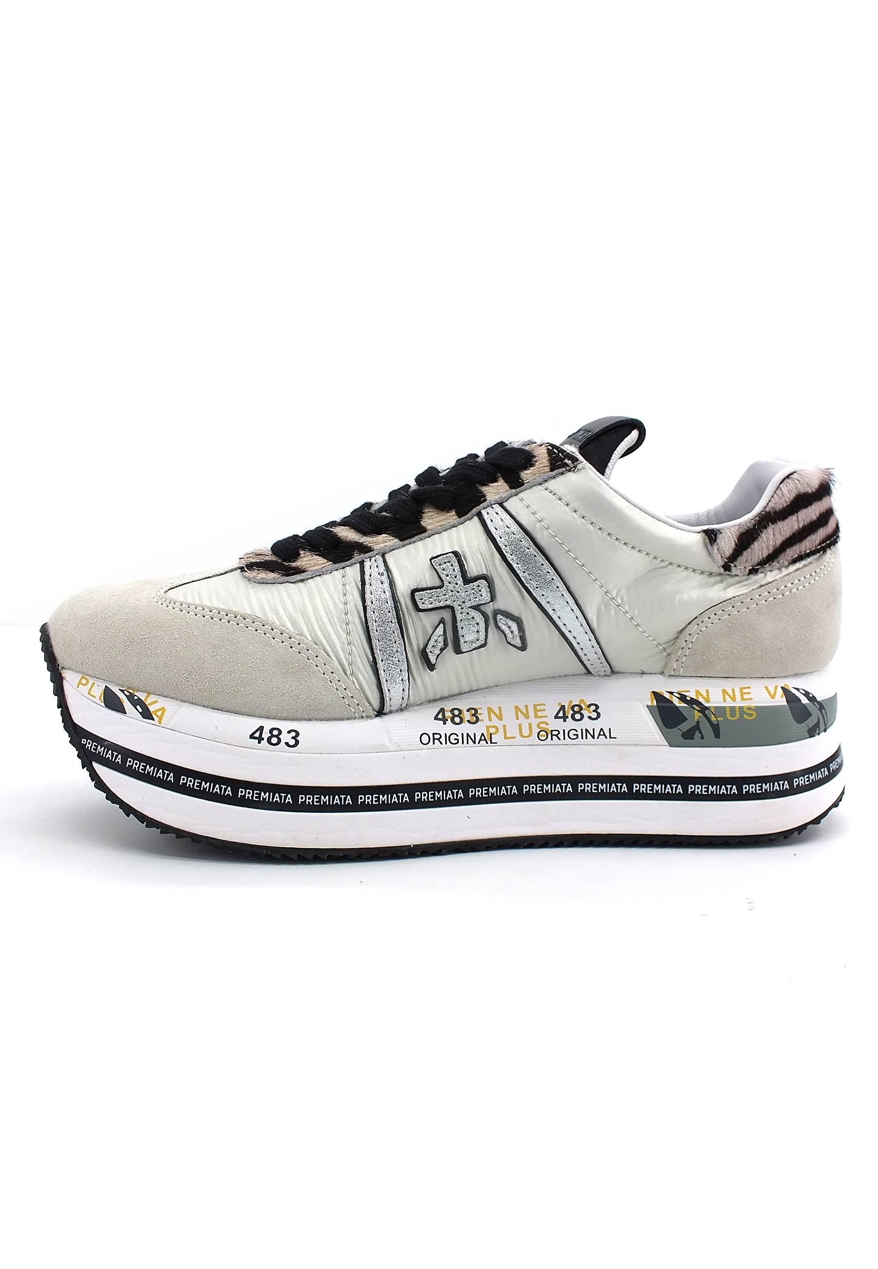 PREMIATA Sneaker Platform Lamè Donna Light Grey BETH6014 - Sandrini Calzature e Abbigliamento
