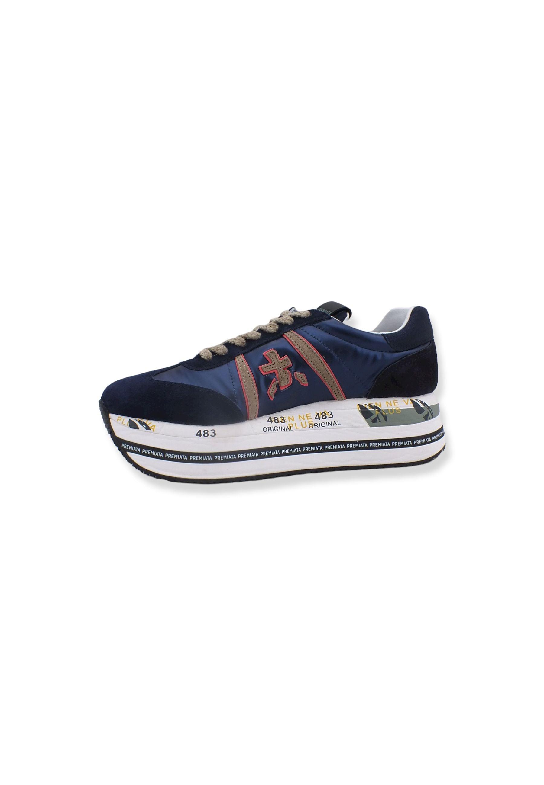 PREMIATA Sneaker Platform Running Donna Blu Navy Beige BETH5352 - Sandrini Calzature e Abbigliamento