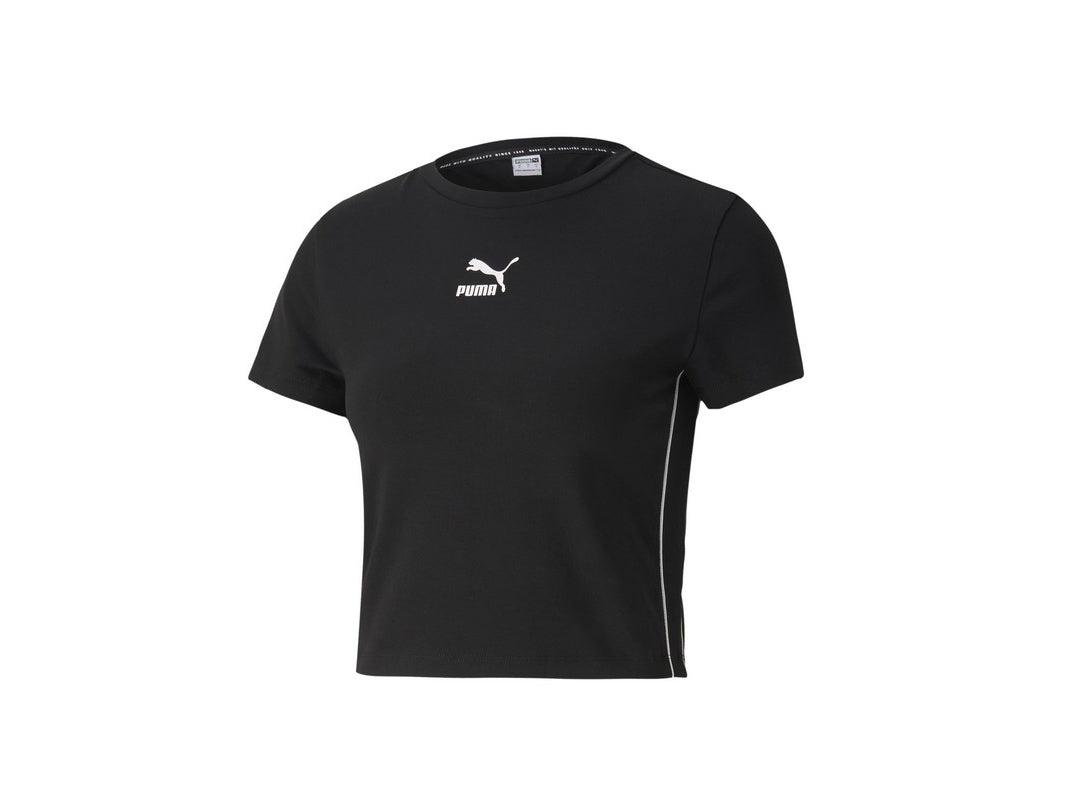 PUMA Classic Cropped Top T-Shirt Donna Black 597631 01 - Sandrini Calzature e Abbigliamento