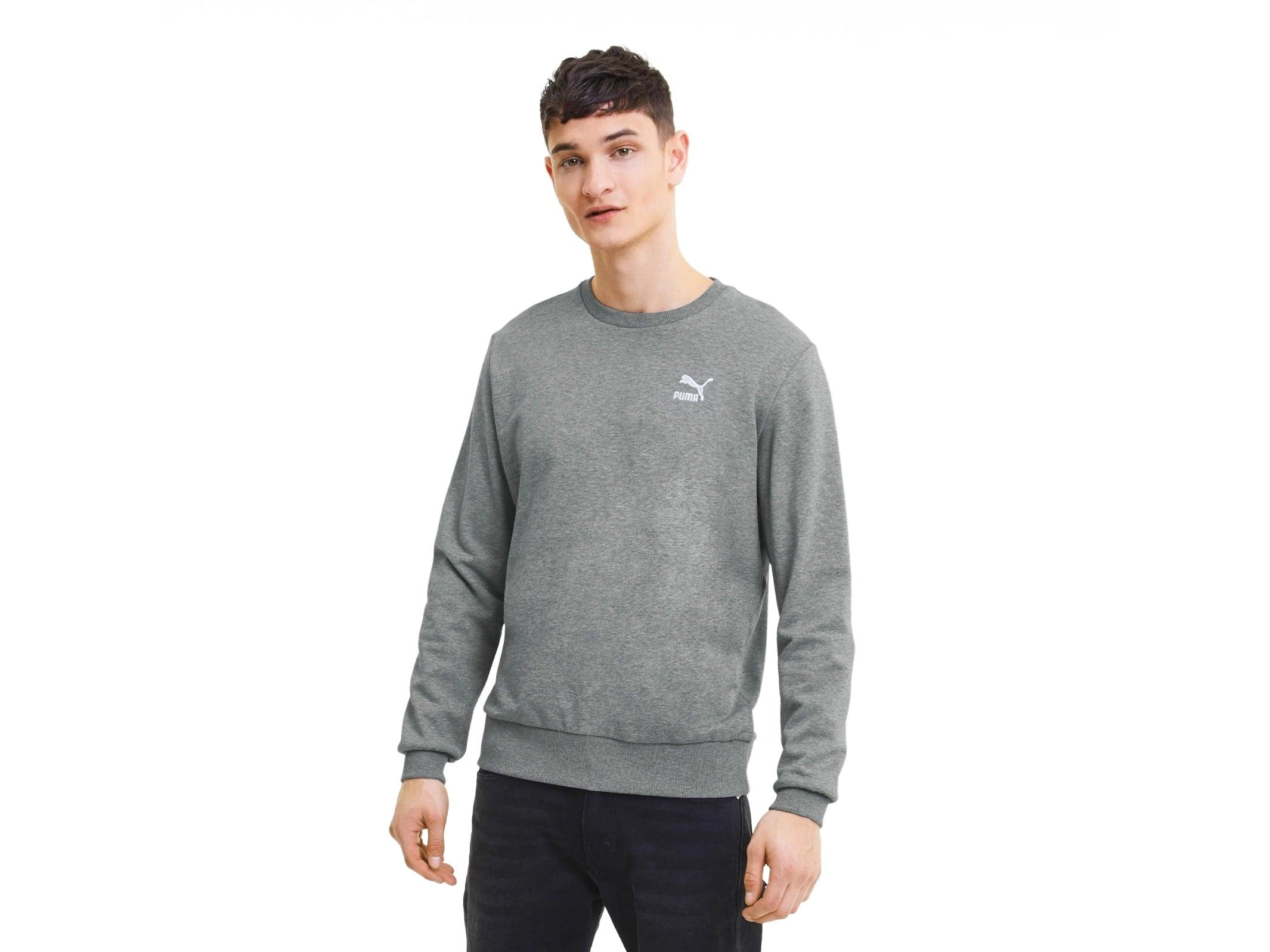 PUMA Classic Logo Crew Embr Felpa Uomo Medium Grey 597752 03 - Sandrini Calzature e Abbigliamento