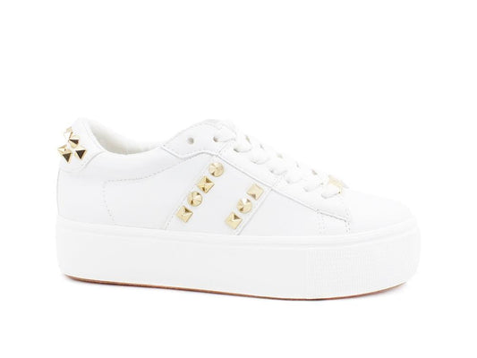 STEVE MADDEN Escalade Sneaker Platform Borchie White Gold ESCA07S1 - Sandrini Calzature e Abbigliamento