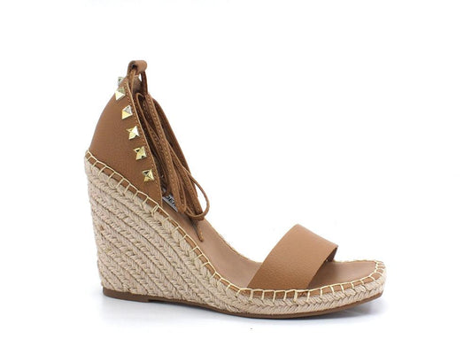 STEVE MADDEN Malani Sandalo Zeppa Borchie Tan Leather MALA02S1 - Sandrini Calzature e Abbigliamento