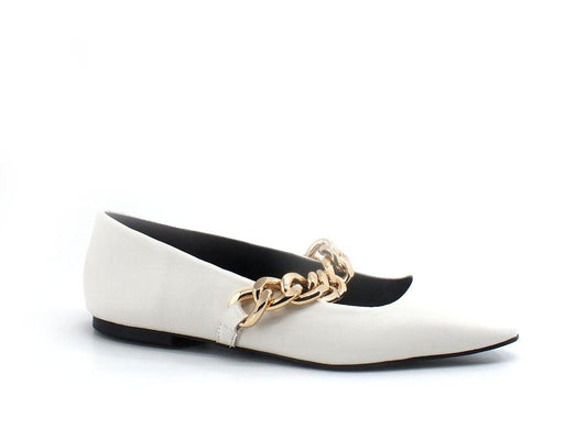 STEVE MADDEN Queenie Ballerina Punta Catena White QUEE03S1 - Sandrini Calzature e Abbigliamento
