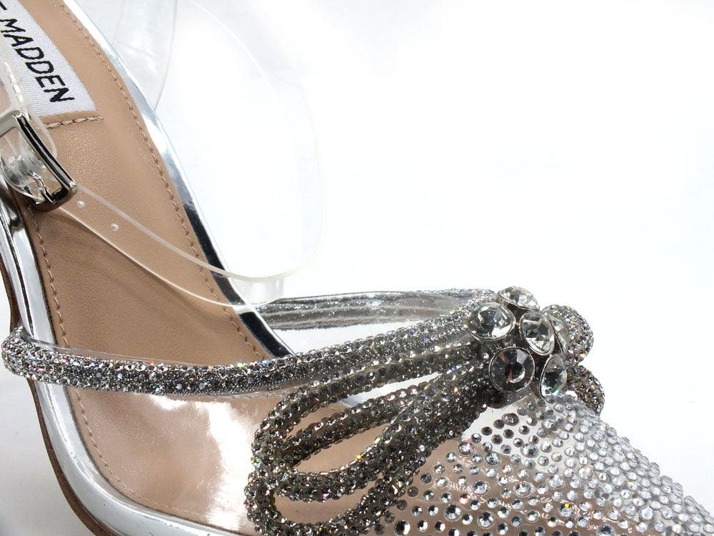 STEVE MADDEN Valance Sandalo Tacco Strass Clear Argento VALA19S - Sandrini Calzature e Abbigliamento