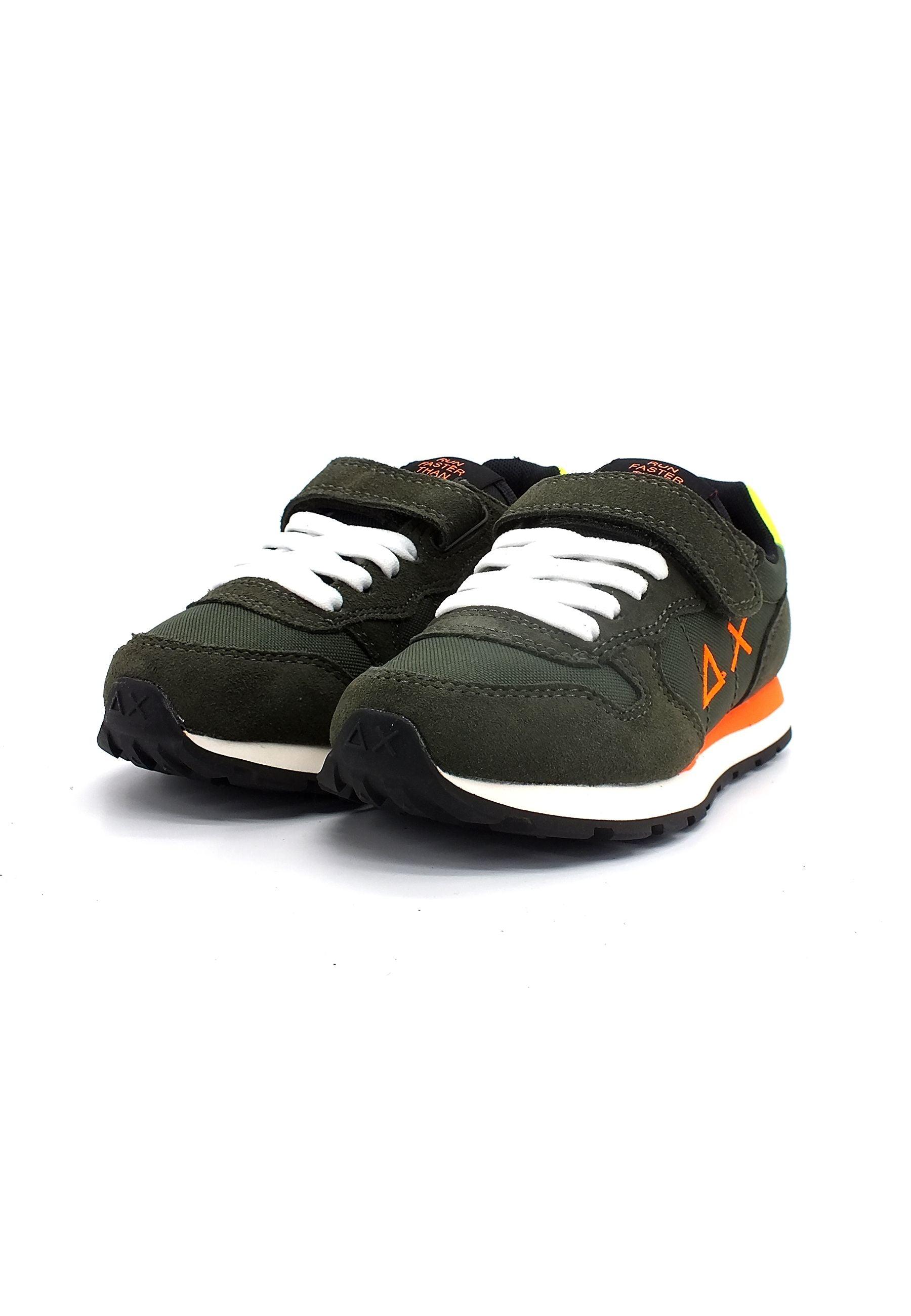 SUN68 Boy's Tom Fluo Sneaker Bimbo Verde Militare Scuro Z42302K - Sandrini Calzature e Abbigliamento