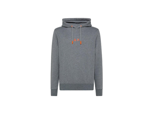 SUN68 Felpa Cappuccio Logo Fluo Grigio Medio F41117 - Sandrini Calzature e Abbigliamento