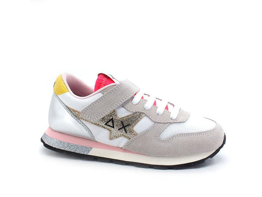 SUN68 Girl's Stargirl Glitter Logo Sneaker Bambino Bianco Z32411 - Sandrini Calzature e Abbigliamento